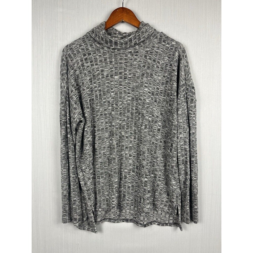 Banana‎ Republic Cozy Cabincore Cowl Neck Ribbed Long Sleeve Tee Gray Heather L